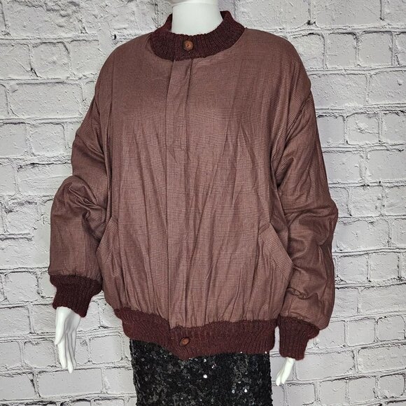 Avon Celli Wool/Mohair/Alapaca Burgundy Reversible Bomber Jacket, Women's XL - Picture 6 of 11